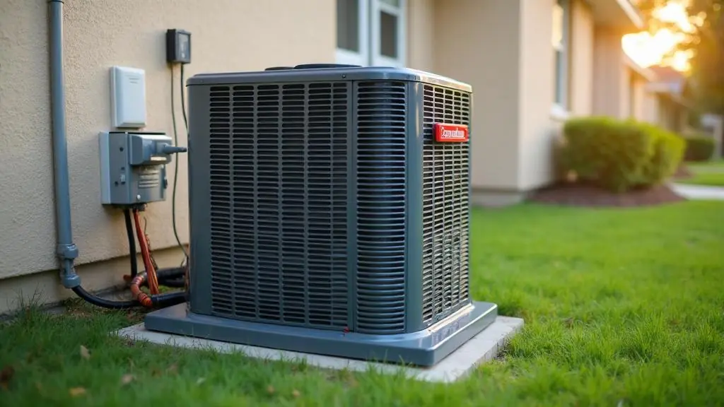 Professional HVAC technician installing a new residential central air conditioning system in New Orleans